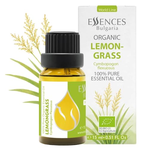 Aceite Esencial Orgánico De Limoncillo Essences Bulgaria 15 Ml | Cymbopogon Flexuosus | 100% Puro | Natural | Sin Diluir | Grado Terapéutico | Aromaterapia | Cosméticos | No Probado En Animales