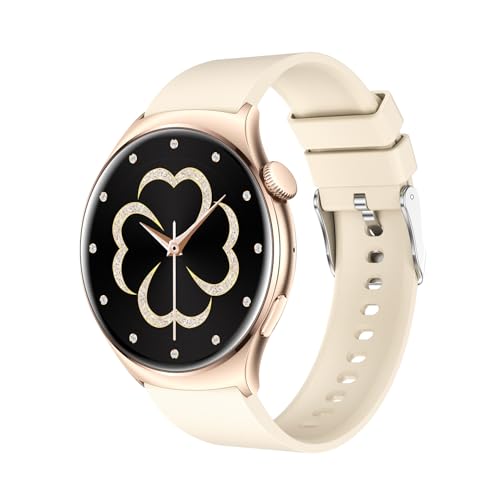 Relogio Smartwatch Feminino 1.43“ Tela HD AMOLED Touch, IP68 à Prova d‘Água, Bateria de 10-15 Dias, Monitoramento Esportivo, Chamadas Bluetooth, Notificações, Smartwatch(bege)
