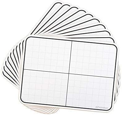 Miniatura 2 de Paquete de 15 tableros portátiles de doble cara de 9 x 12 con rejilla XY para estudiantes, pizarra de borrado en seco fabricada en los Estados Unidos
