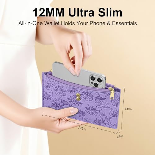 Image of Travelambo Womens Leather Bifold Wallet, Slim RFID Blocking Card Holder