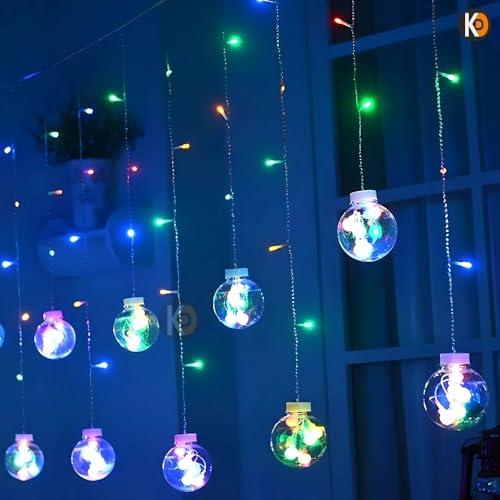 Image of K D Multicolour Wish Ball Lights for Decoration - 2.5m, 12 LED Orb String Lights | Lights for Home, Balcony, Wedding, Diwali, Christmas & Ganpati (Multi 12 Ball)