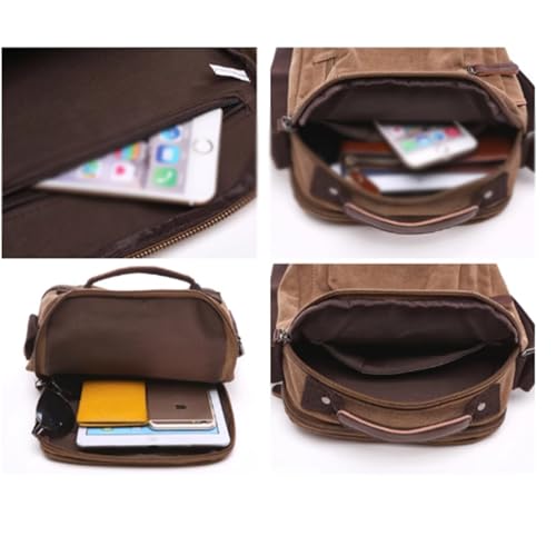 Lightweight Casual Shoulder Bag, Canvas, Multi Pocket, Men Vintage Crossbody Bag, for Work Business Office Travel4