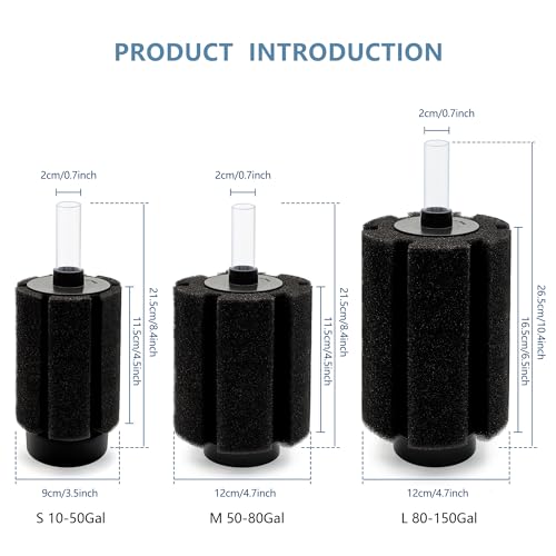 Image of 2 Pack 60-70 Gal Aquarium Sponge Filter with Air Stone and Ceramic Filter Media Quiet Fish Tank Bio Filter for Breeding Fry Shrimp Betta Fish Tank