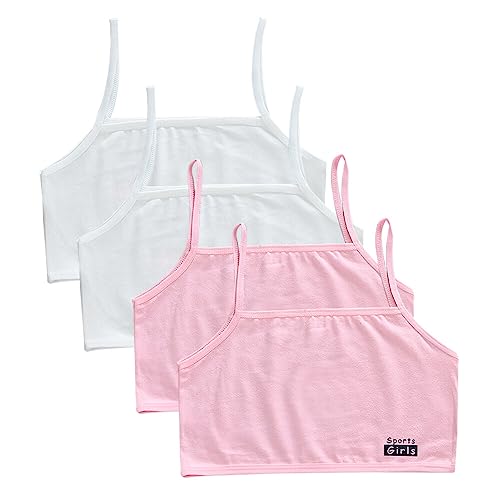 Ztexkee Pacote com 4 sutiãs de algodão macio para meninas, sutiãs de treinamento para meninas, sutiã