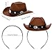 Haakong Cowboy Hat Headband Cowgirl Mini Hat Headbands with Bandana for Women Halloween Birthday Party Favor (Classic, Brown)