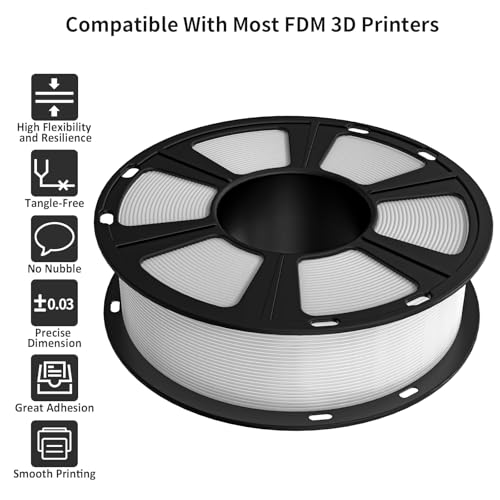 Image of GIANTARM PLA Filament,Matte White 3D Printer Filament 1.75mm, Matte PLA 1KG Spool(2.2lb),Dimensional Accuracy + /- 0.02 mm,3D Filament for Bambu Lab
