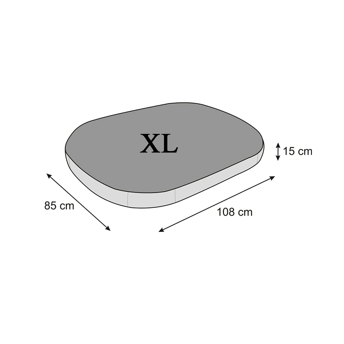 OVAL ÖKOLEINEN Hundematratze, Hundebett für Kleine, Mittlere, Große Hunde - Robustes, wasserdichtes Hundekissen, kuscheliges Schaum Tierbett, Outdoor & waschbar - 108x85x15cm Dunkelgrau