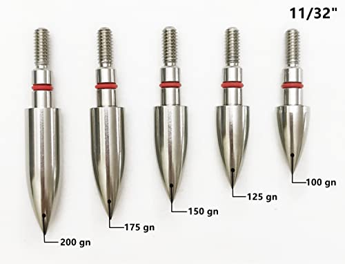 Zoeko Archery Screw In Field Points,Stainless-Steel Materials,For 125 Grain With 11/32" Out Diameter(A Dozen) #TOP1