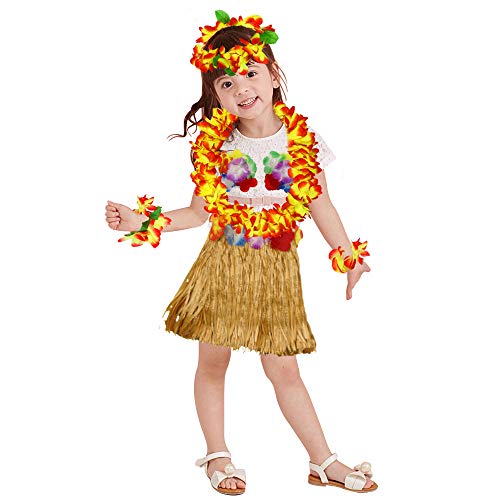 Fighting to Achieve 30cm Hawaiian Grass Skirt Performance Costume Set for Girls