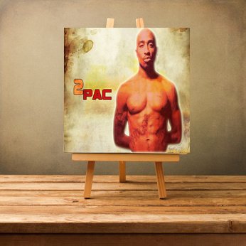 Impression Tupac Shakur grand réalisme cadre mural déco chambre ado