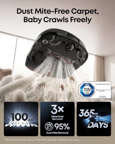 Image of eufy Robot Vacuum Omni S2 and Mop Combo, 99.99% Germ Removal, HydroJet 2.0 Always Self-Cleaning Roller Mop, 30,000 Pa Fade-Free Suction, 5-Layer Filtration, 68-Days Self Emptying, Fragrance Diffuser