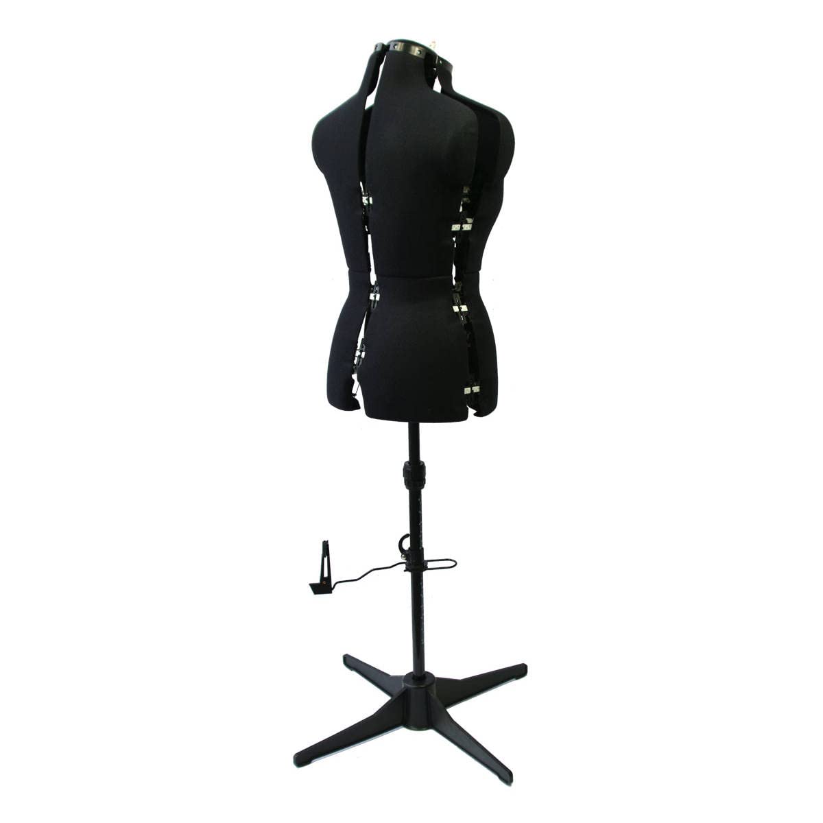 Maniquí de Costura Ajustable Online, en Tela Negra con Marcador de Dobladillo, Tallas 10 a 16 - Fija, Mide, Ajusta y expón tu Ropa en Este maniquí de Sastre - 023816-Negro