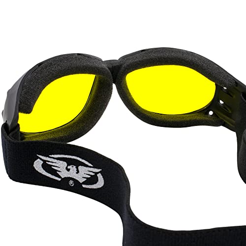 (2 Goggles) Motorcycle Atv Riding Smoke And Yellow Glasses Sunglasses Burning Man Plus Storage Bags #TOP5