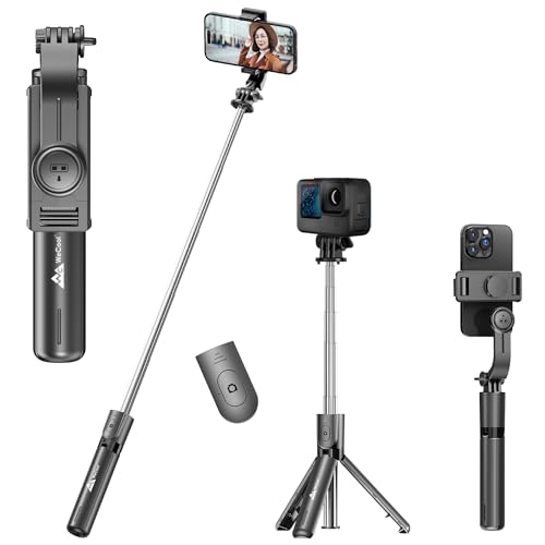 Image of WeCool Selfie Stick Tripod with Light, 67CM Reinforced Tripod for Mobile Phone, Multi-Functional Bluetooth Selfie Stick for Travel,Vlogging,Compatible with iPhone and All Smartphones