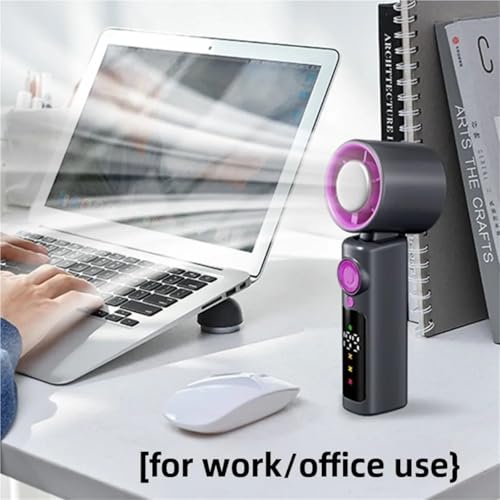 Ventilador de mano blanco ZYFSHA portátil con pantalla digital para camping 5