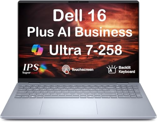Image of Dell 16 Plus AI Business Laptop 16.0 inch Touch WUXGA Display (Intel Ultra 7-258 (Beat Ryzen 7 250) 32GB LPDDR5X, 2TB PCIe SSD, Backlit KB, Fingerprint, Thunderbolt 4, BT 5.4, WiFi 7, Webcam, Win11P)