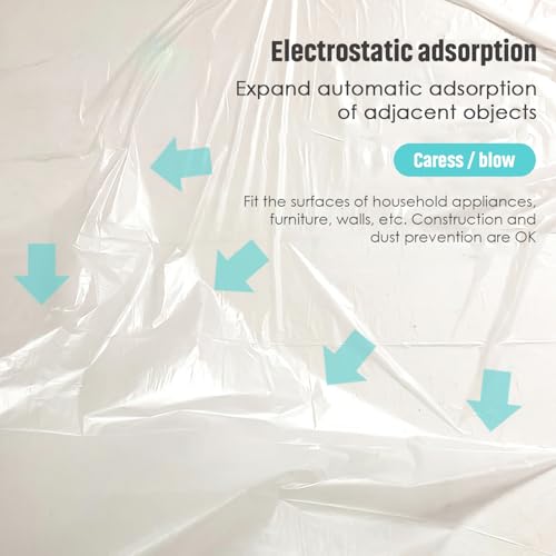 Image of Pre-Taped Masking Film Protection Covering with Adhesive Tape for Automotive Covering Paint Masking or Home (1.80 * 49.21Ft, Transparent)