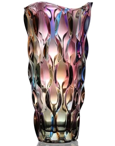 11.6" High Thickened Colorful Glass Flower Vase for Home Decor,