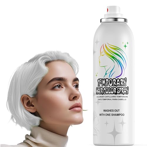 Spray temporal de color blanco plateado para el cabello, lavable, fórmula suave, no pegajoso, alternativa al tinte instantáneo para el cabello para adultos, Halloween, disfraces, maquillaje de fiesta