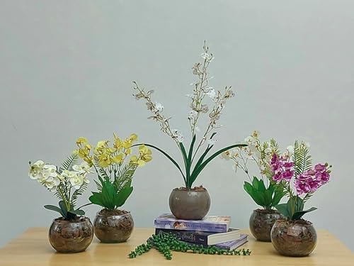 Orquídeas brancas - Arranjo Trancoso com orquídeas brancas artificiais em lindo vaso de vidro