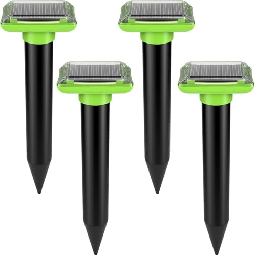 4PCS Mole Repellent for Lawns IP66 Waterproof Mole Groundhog Repellent Sonic Mole Repeller for Yard Garden Lawns Mole Deterrent Outdoor
