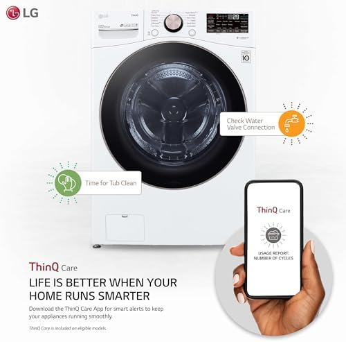 LG 4.5 Cu. Ft. Ultra Large Capacity Front Load Washer, Smart Wi-Fi Enabled, TurboWash 360° Technology, ENERGY STAR Certified, Built-In Intelligence, White - Thumbnail 3