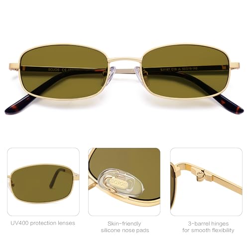 Image of SOJOS Trendy Rectangle Sunglasses Womens Mens, Retro 80s 90s Y2k Chic Narrow Thin Skinny Sunnies SJ1187