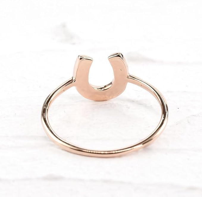 馬蹄 指輪 ピンク ゴールド デザイン リング ダイヤモンド 馬の蹄 ひづめ 恋愛運 蹄鉄 ホースシュー - 画像 (6)