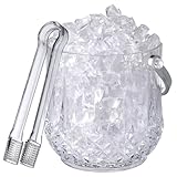 Toyvian Cubo Hielo Portátil Transparente con Pinzas Cubitera de Plástico con Mango para Vino y Bebidas Capacidad Ampliada Diseño Moderno para Fiestas y Camping