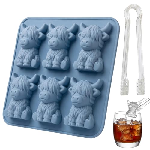 Molde de cubitos de hielo vaca Highland azul silicona miniatura 1