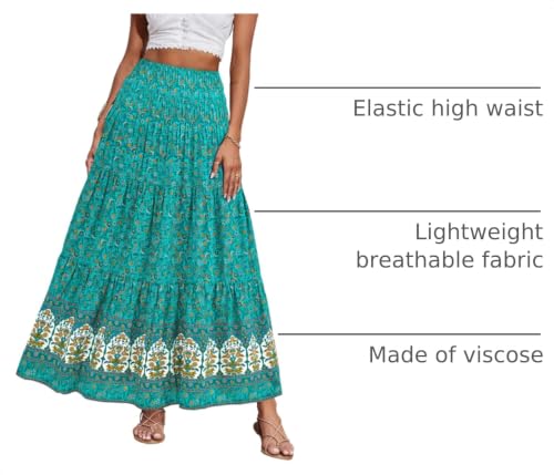 Image of CFLONGE Summer Maxi Skirts for Women 2026 Trendy Floral A Line Boho Skirt