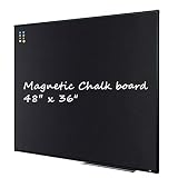 Large 48" x 36" Magnetic Chalk Board| Wall Mounted Chalk Black Bulletin Board with Pen Tray, Black A