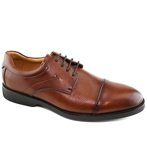 Marc Joseph New York Mens Casual Comfortable Genuine Leather Classic Modern Formal Oxford Dress Business Derby Lace Up Plain Toe Men Shoes Havana Burnished 12 #TOP3