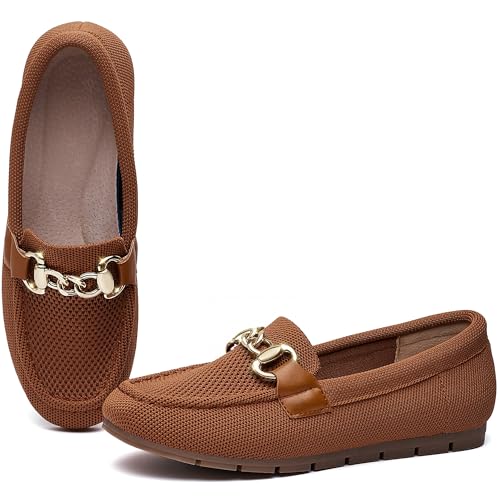 Image of ABEJOJO Women's Loafer Shoes, Comfortable Slip on Casual Flat Penny Shoes for Walking, Driving, Dressy