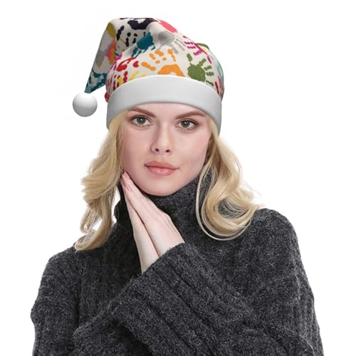 WXWJSHMGC Handabdruck-Plüsch-Weihnachtsmütze, Unisex,...