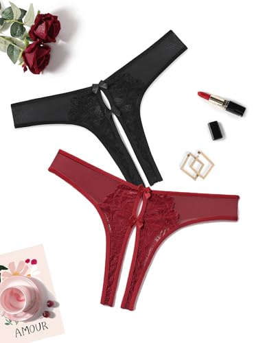 Avidlove Panties for Women Sexy Underwear Women Pack Floral Lace Briefs Cheeky Panty 2 Pack L