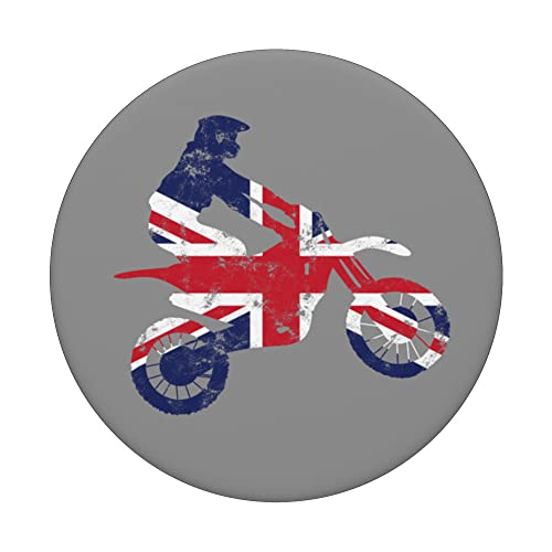 Biker UK GB Union Jack Motocross Dirt Bike Patriot Downhill PopSockets Swappable PopGrip, Black - Image 3