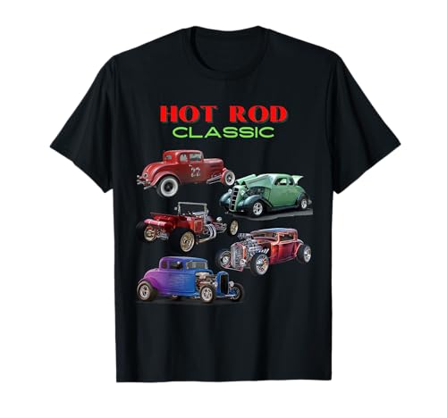 Vintage Car Collection Hot Rod T-Shirt Men’s Black Small