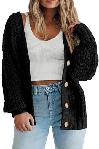 Eytino Womens Plus Size Cardigan Sweater Long Sleeve Button Down Chunky Knit Open Front Cardigans Outwear(1X-5X)