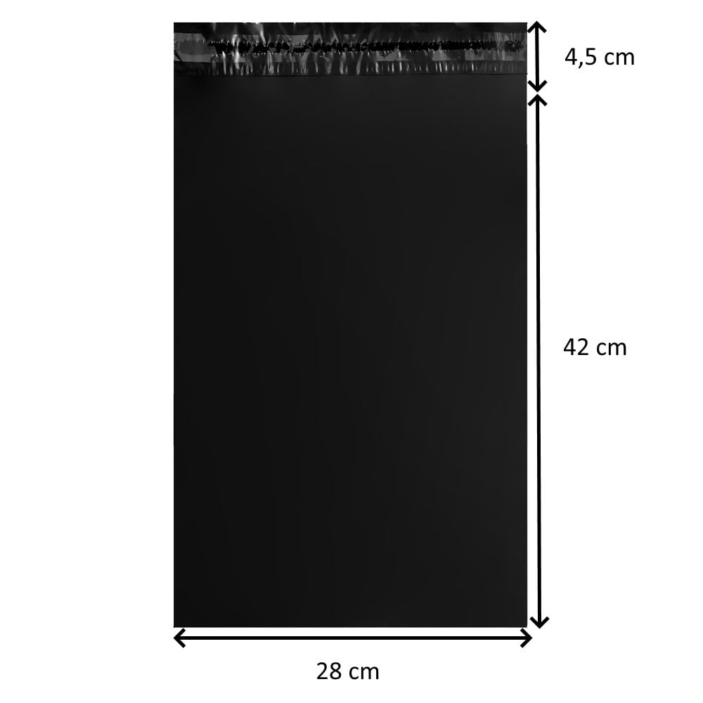 iboo - 100 sobres de plástico opacos negros de 28 x 42 cm, bolsas de envío, sólidas, inviolables e impermeables - Lote de 100