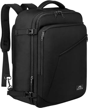 MATEIN Zaino Viaggio 40x30x20, Bagaglio a Mano Aereo Zaino da Viaggio per Donna Uomo, 30L Zaini Cabina Compatto Leggero Zaini Casual Espandibile Travel Bag per Ryanair, Wizz Air, Easyjet, Nero