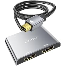UANTIN Mini DisplayPort to Dual HDMI Adapter | 4K 60Hz High-Speed Thunderbolt 2 MiniDP Male to 2 HDMI Female Splitter Extended Display Adapter, Compatible for MacBook, Mac mini, Surface Pro/Dock