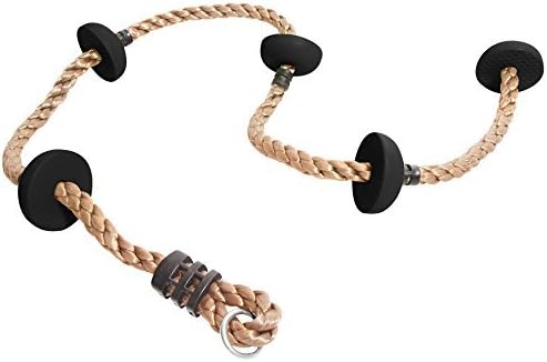 JGS 6.5 ft Climbing Rope with Large Foot Holds for Kids Backyard Playground Swing Set, Jungle Gym, Tree Swing, Climbing Rope Ladder (Black)