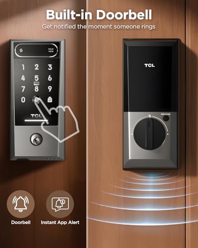 TCL Smart Lock D2 Pro with Palm Vein Recognition, Keyless Entry Door Lock for Front Door, Wi-Fi Keypad Deadbolt, App Remote Control, Auto Lock, Rechargeable Battery, Works with Alexa & Google - Image 6