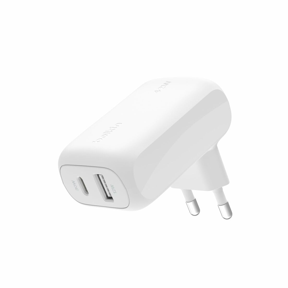 Belkin BoostCharge 42W 2 Portlu Duvar Şarj Cihazı, USB-C + USB-A Şarj Cihazı, iPhone 15, 15 Plus, 15 Pro, 15 Pro Max, 14, 14 Pro Max, 13, Galaxy S24, S23, Plus, Ultra, iPad, AirPods ve Daha Fazlası