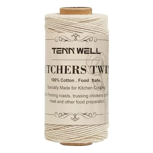 Tenn Well Bakers Twine, 328 Feet 3Ply Cotton Kitchen Twine Food Safe Cooking String for Tying Meat, Trussing Chickens, Making Sausage and More