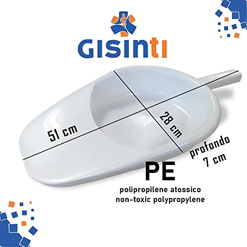 Gisinti - Poêle pour lit pour personnes handicapées, poêle sanitaire, poêles pour hygiène alitétés, urinateur femme en polypropylène atoxique, fabriqué en Italie, 1 pièce couleur blanche – vue 5