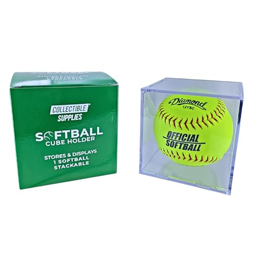 Collectible Supplies Softball Display Case | Acrylic Softball Cube | Clear Viewing Display Case to Protect Your Collection | Protection & Elegant Design Cube Storage (1 Cube)
