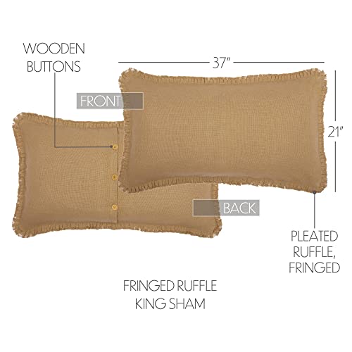 VHC-Brands-Burlap-Fringed-w-Ruffle-Collection-100-Cotton-Coordinating-Farmhouse-Bedding-Pillow-Sham-King-Standard-3-Color-Choices-King-Sham-21×37-Tan VHC Brands Burlap Fringed w Ruffle Collection 100 Cotton Coordinating Farmhouse Bedding Pillow Sham King Standard 3 Color Choices King Sham 21×37 Tan