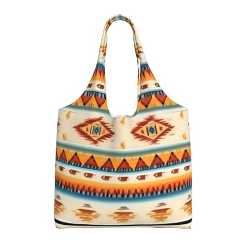 Sac à provisions en toile noir avec motif amérindien pour les mères